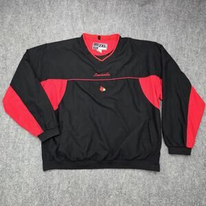 Louisville Cardinals Pullover Mens 2XL Black Red V Neck Colorblock Zip Side NCAA
